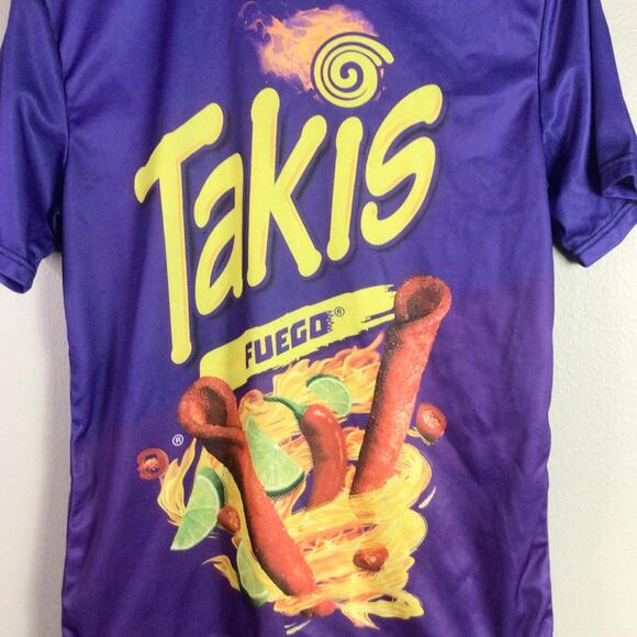 TAKIS chips Fuego AOP Polyester T Shirt Purple Small - Picture 2 of 4